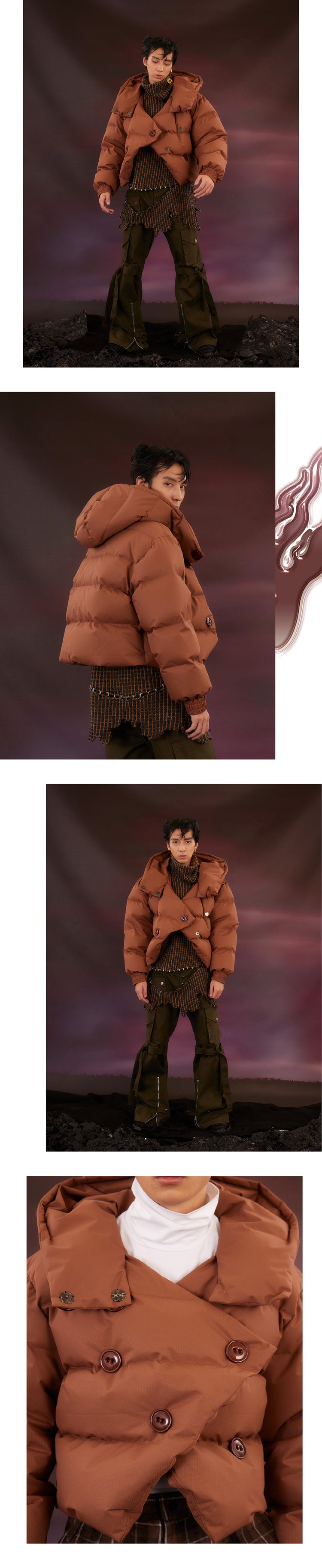 Brown Maillard Short Bread Down Coat