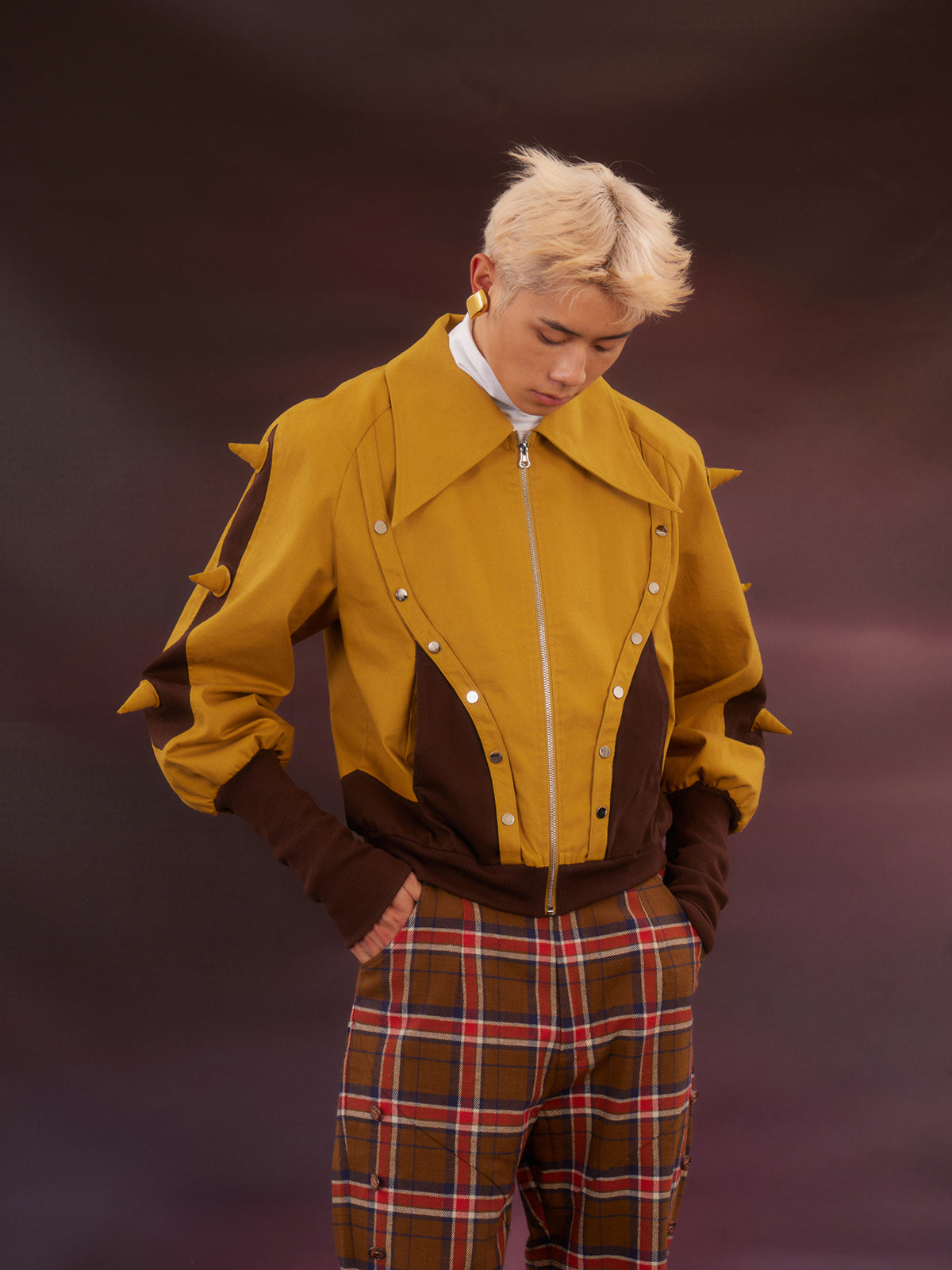 Yellow patchwork short jacket