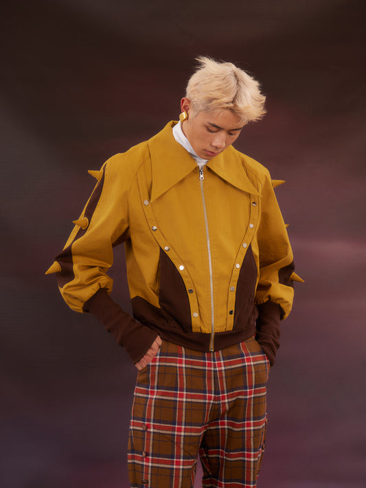 Yellow patchwork short jacket