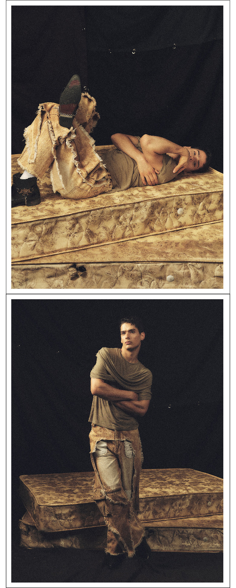 Two tone cross strap top