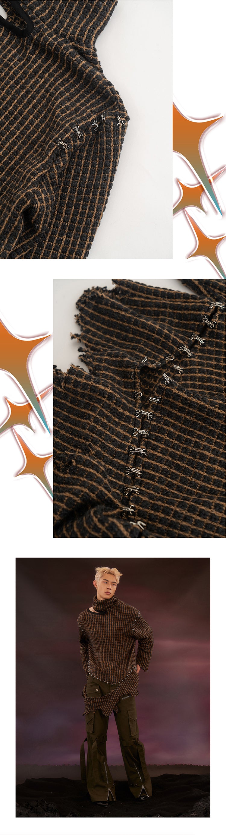 Split edge hook silhouette sweater