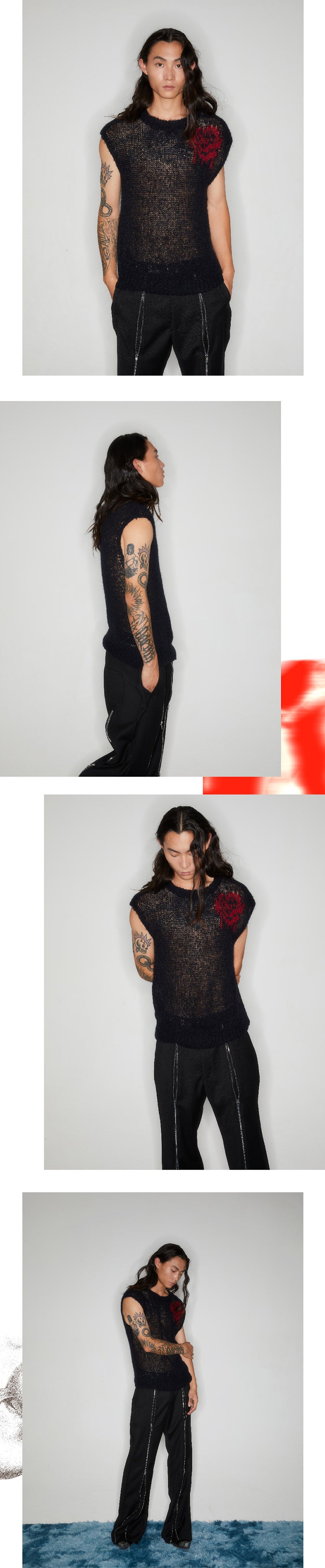 Rose Black Sleeveless Sweater