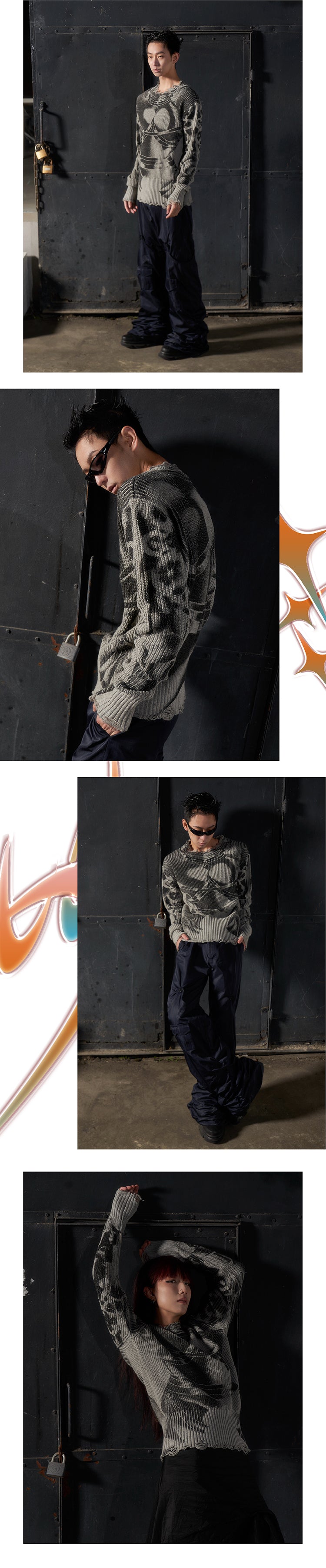 Armor printed pullover sweater
