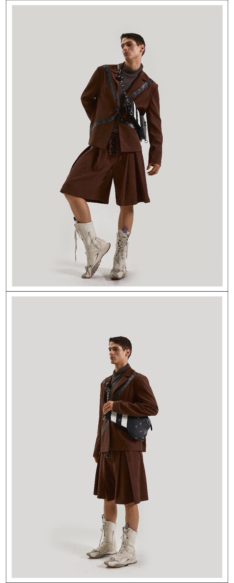 Leather backpack and underarm bag