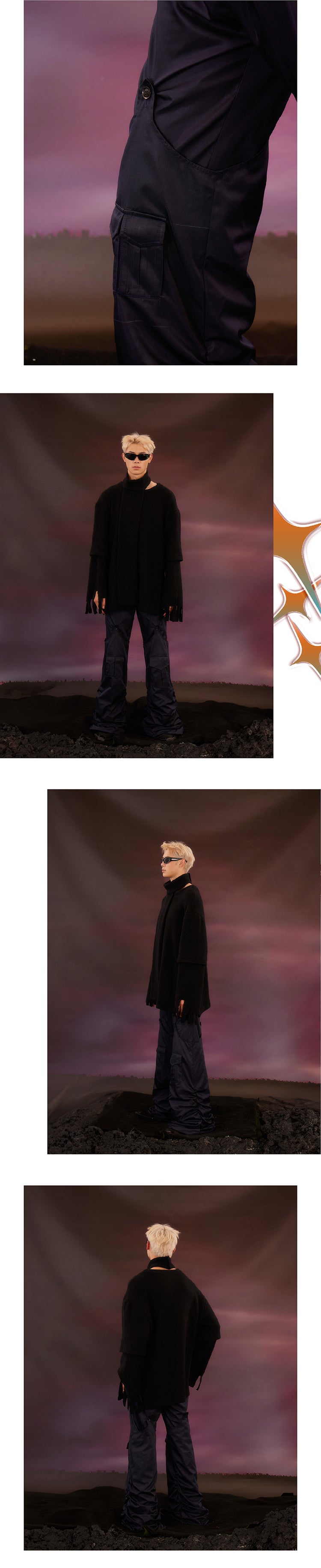 Blue outdoor pleated pants