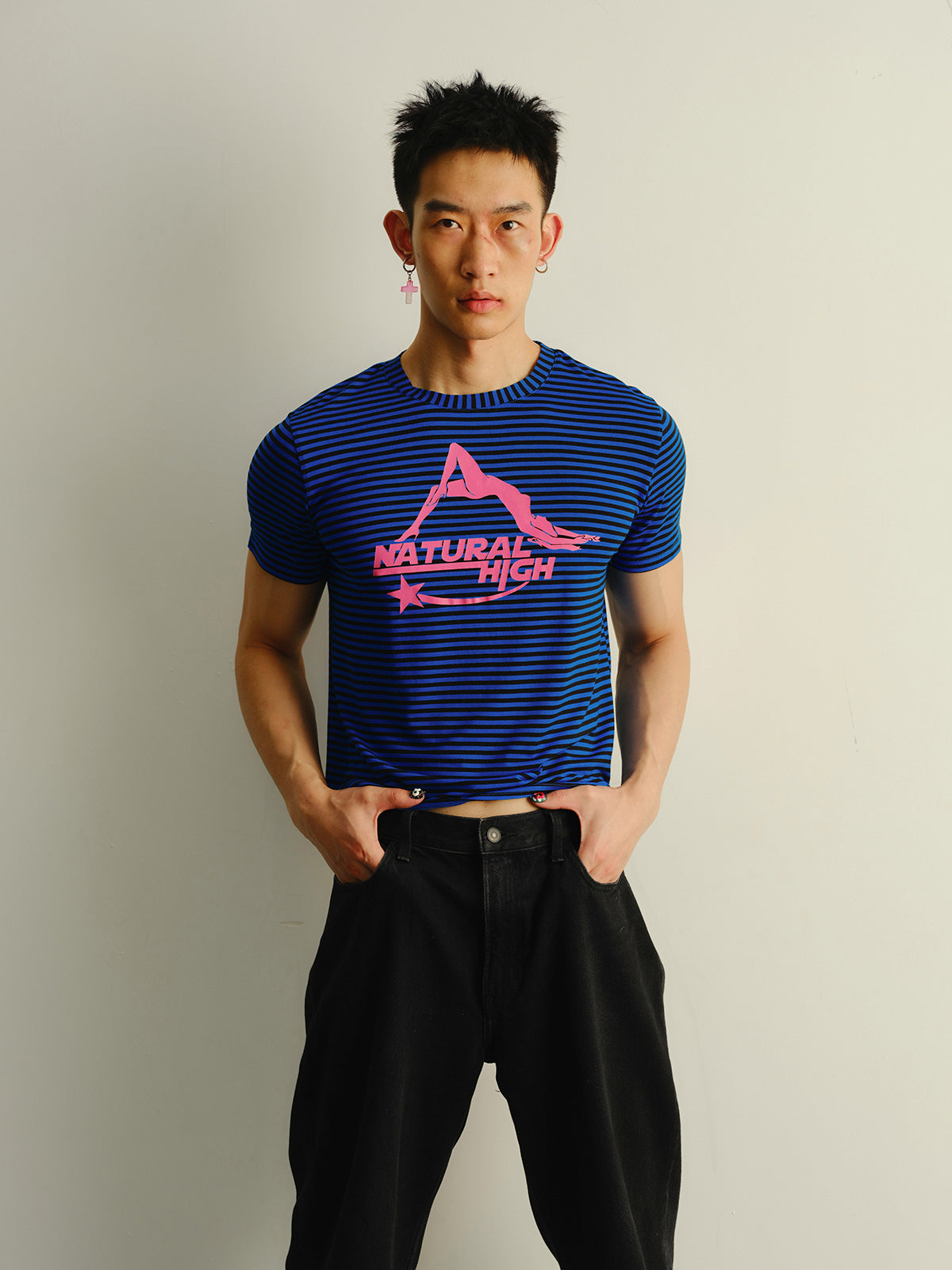 Blue striped natural T-shirt