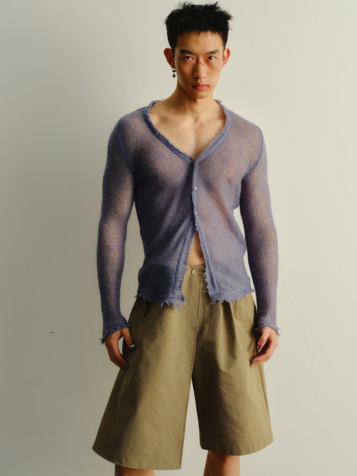 Hollow knit cardigan