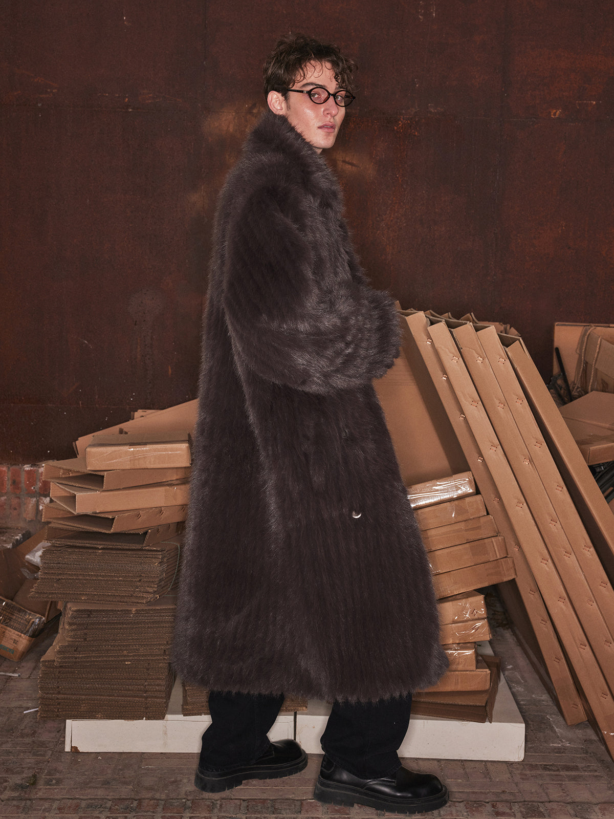 Deep brown long eco-friendly coat