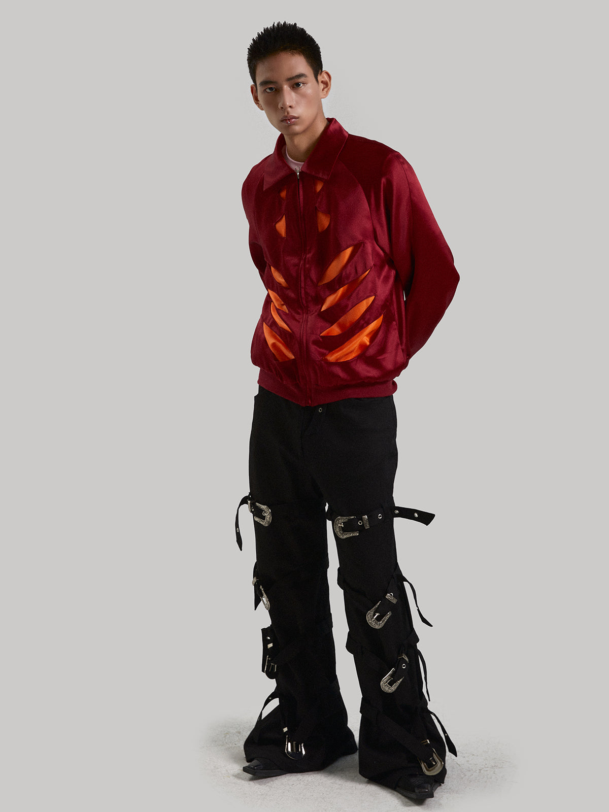 Skeleton hollowed out air force jacket