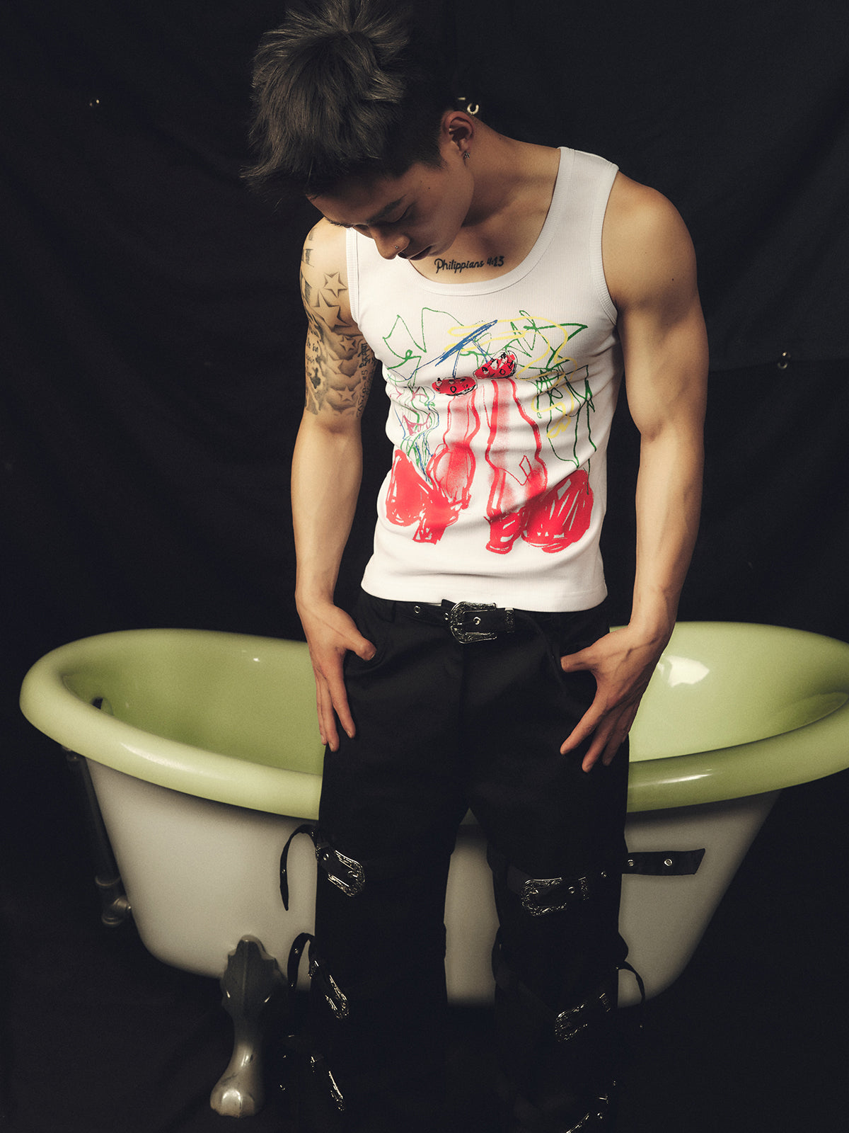 Cherry Graffiti Short Stroke Tank Top