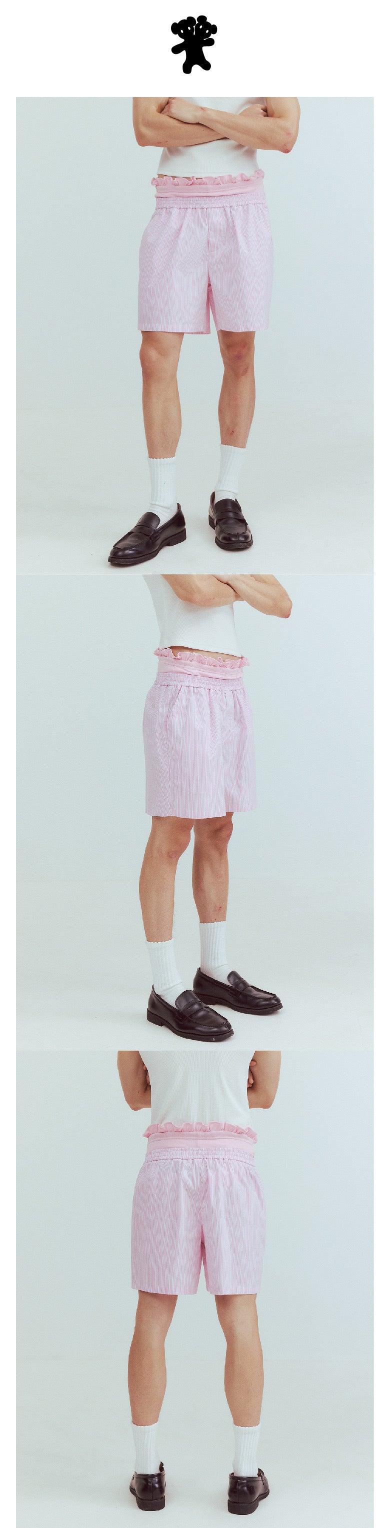 Ruffle-edged double-layered linen pants