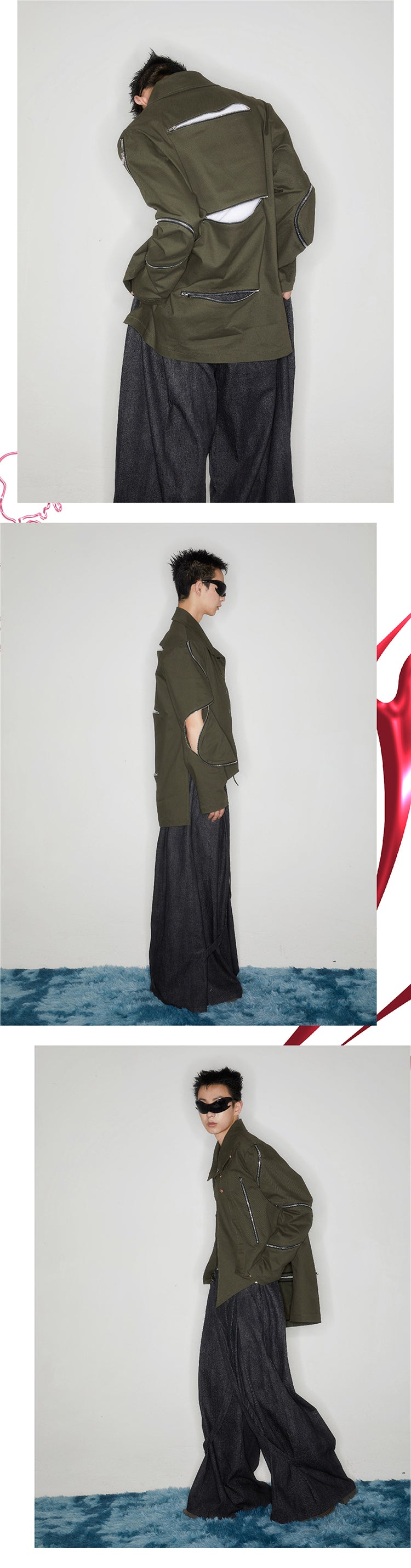 Asymmetric military jacket