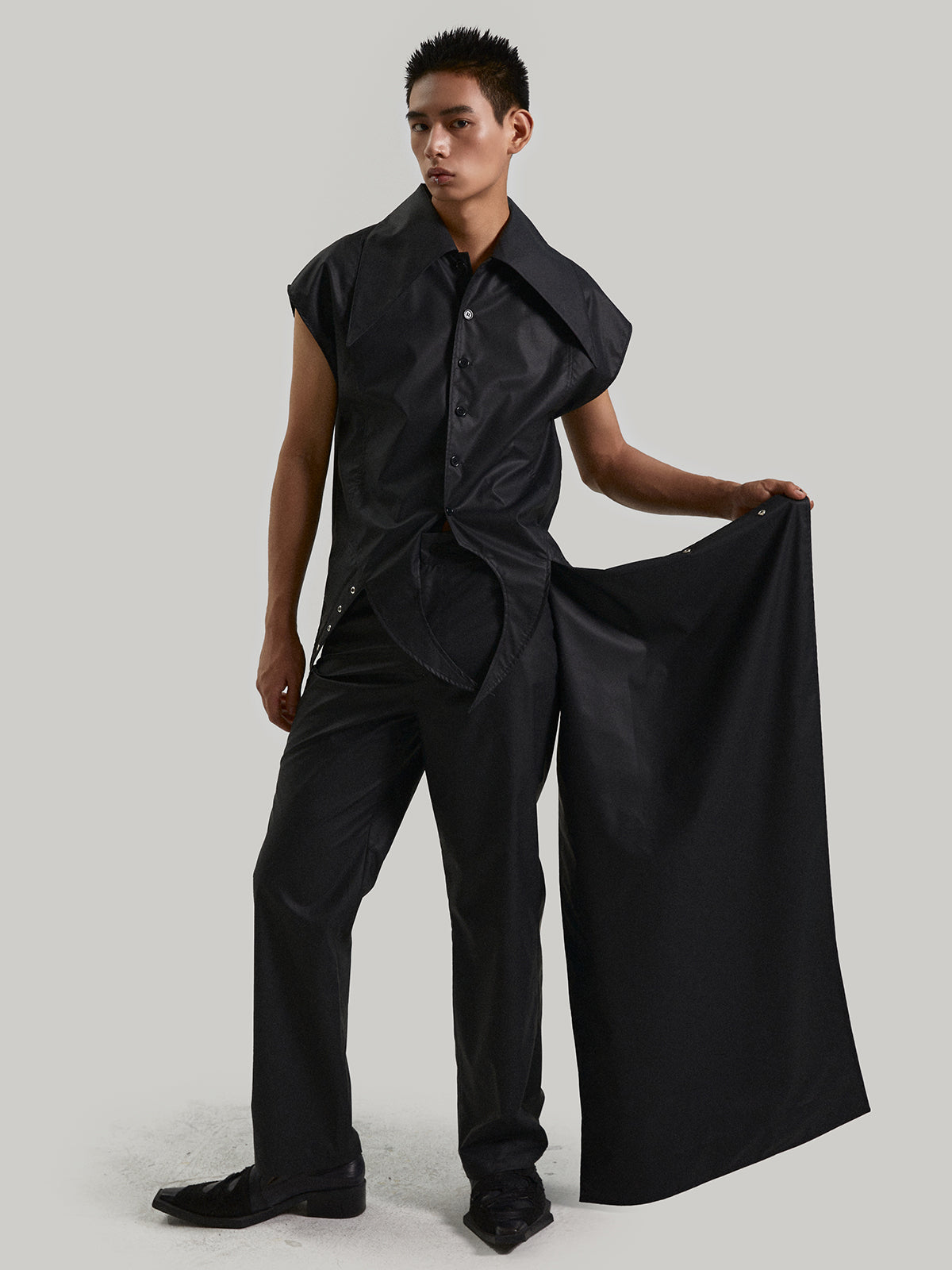 Black detachable apron pants