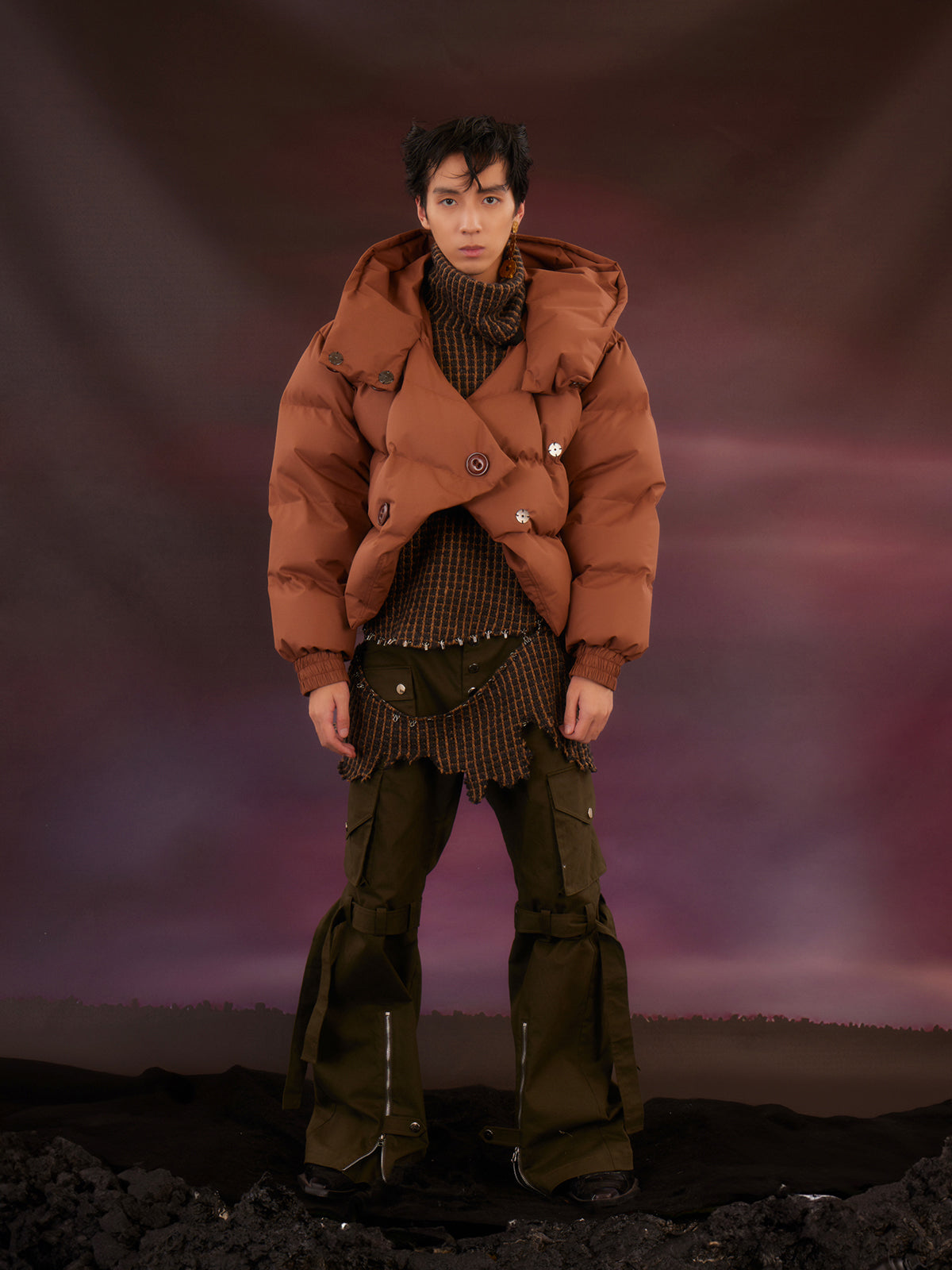 Brown Maillard Short Bread Down Coat