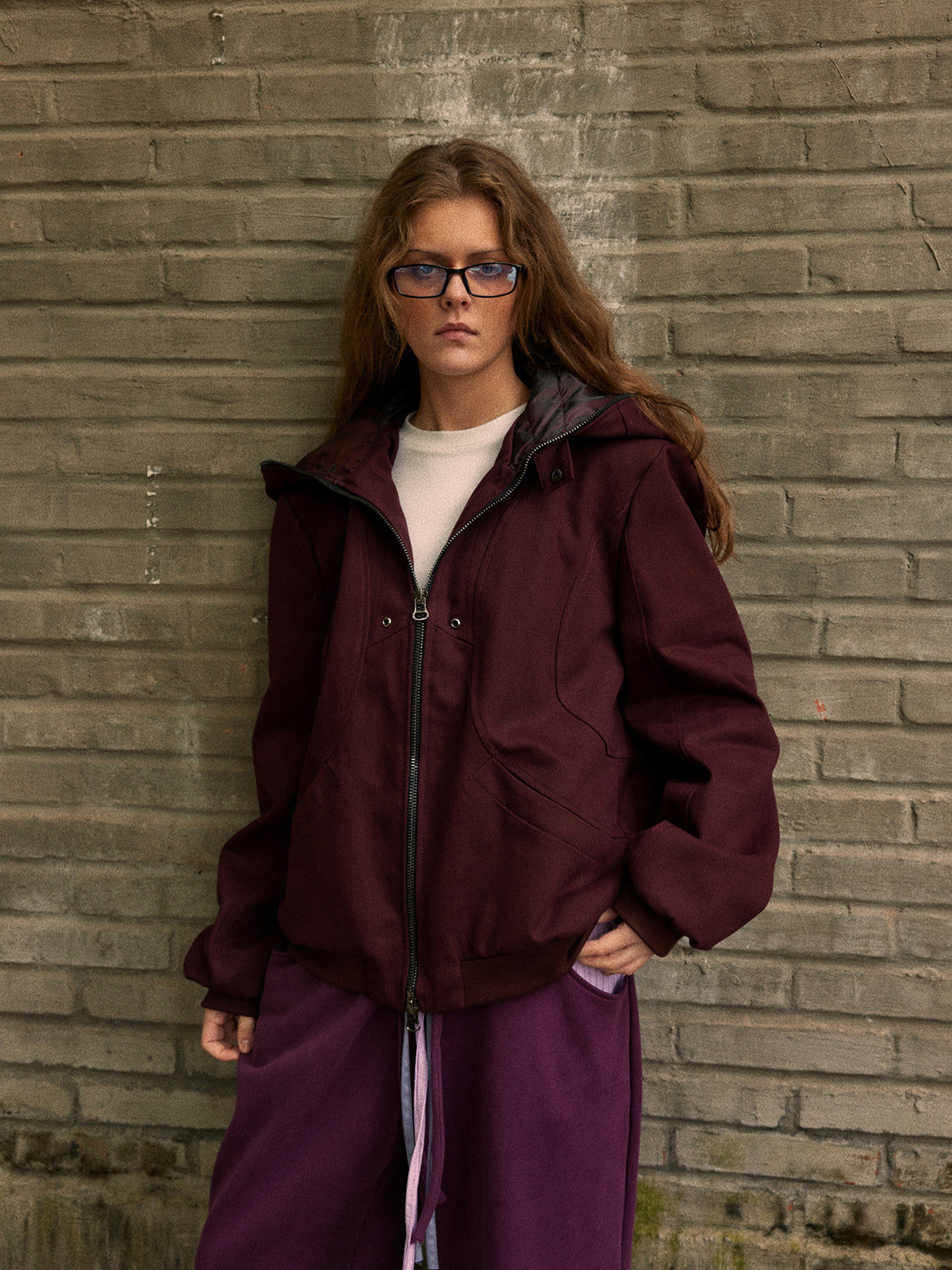 Dark red perforated jacket