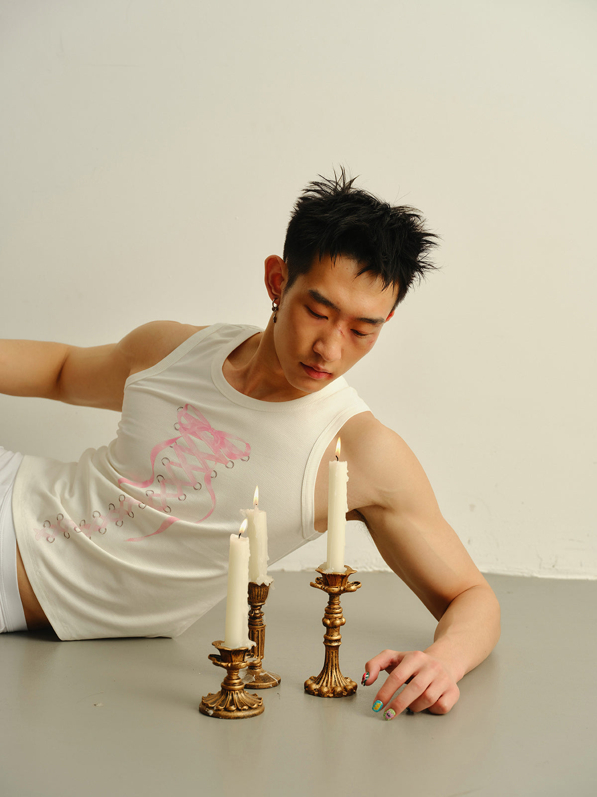 Bow tie strap printed vest