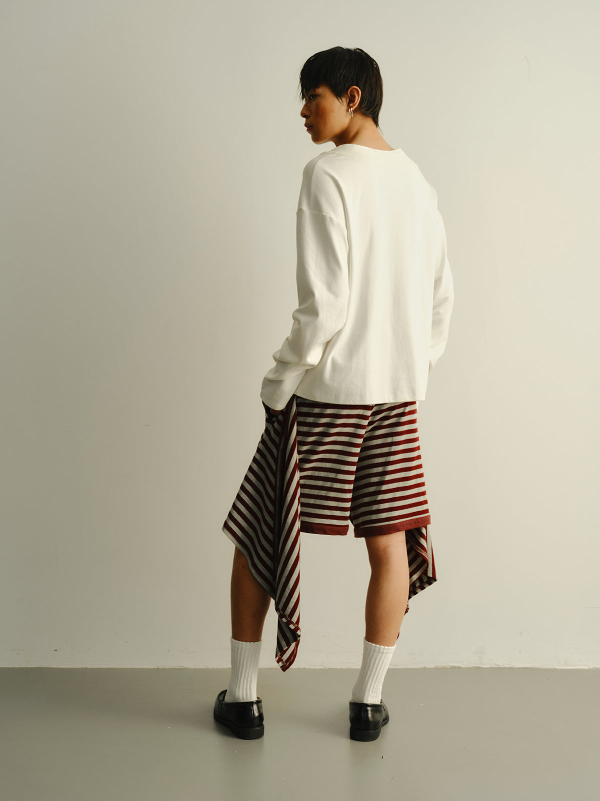 Stripe reversed sweatshirt shorts
