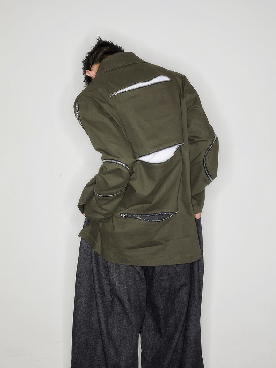 Asymmetric military jacket
