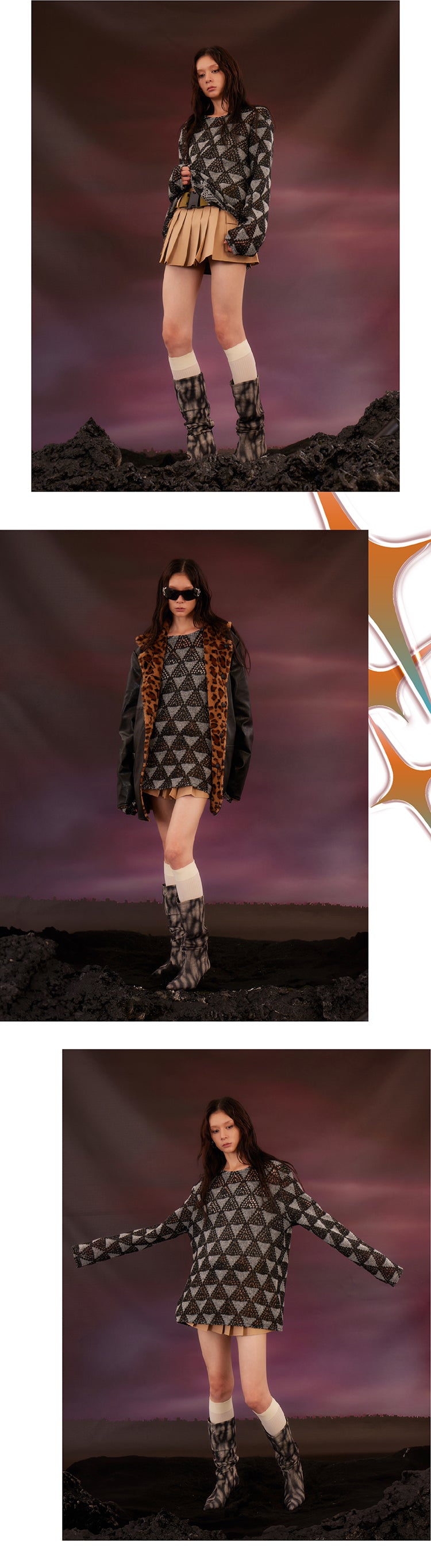 Triangle hollow fishing net sweater