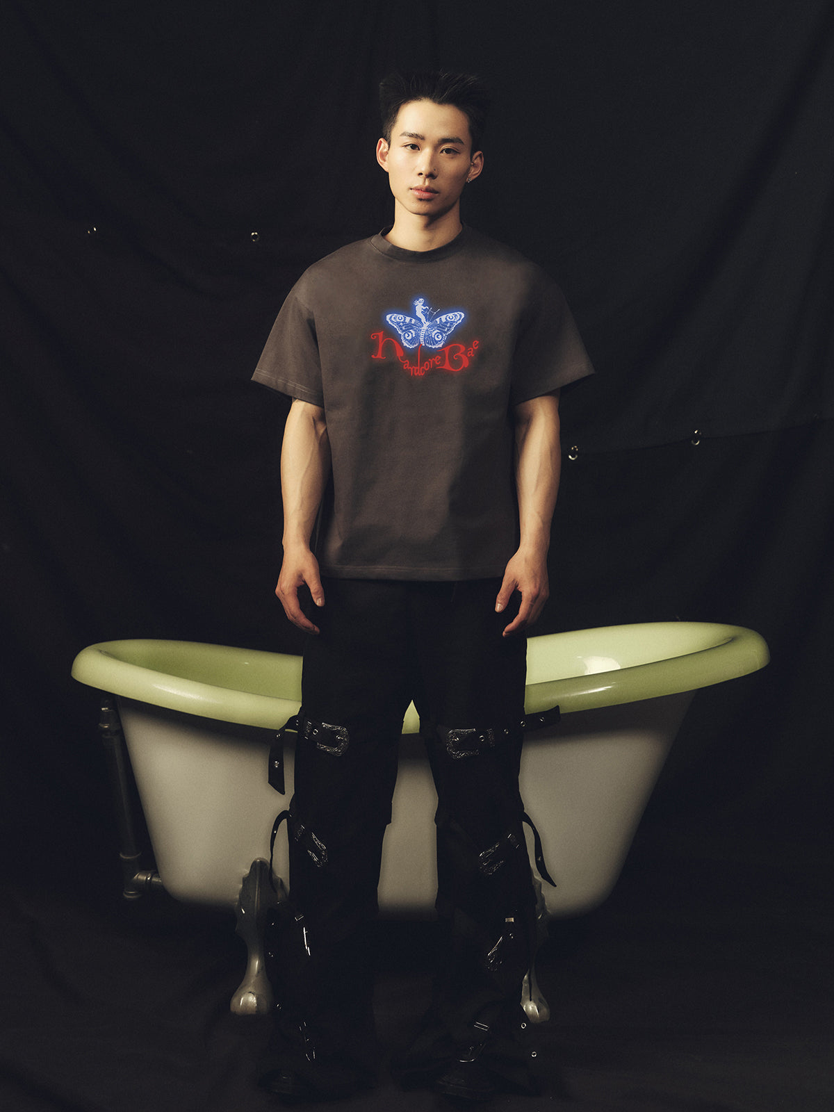 Red Butterfly Grey T-shirt