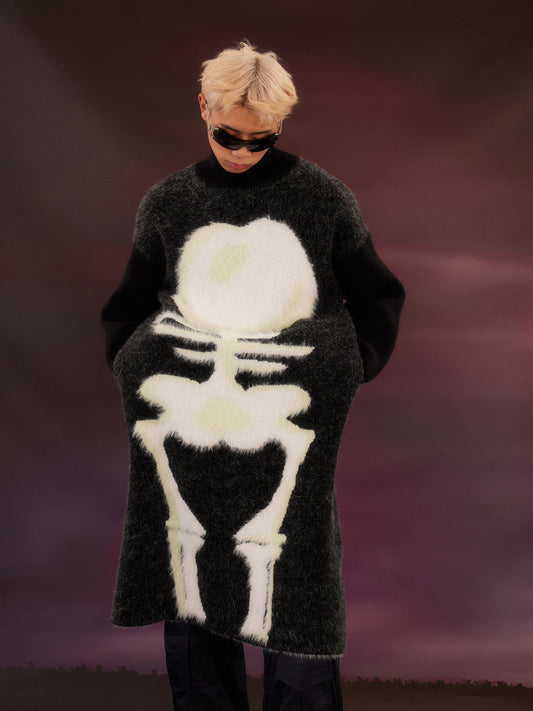 Black fishbone long sweater