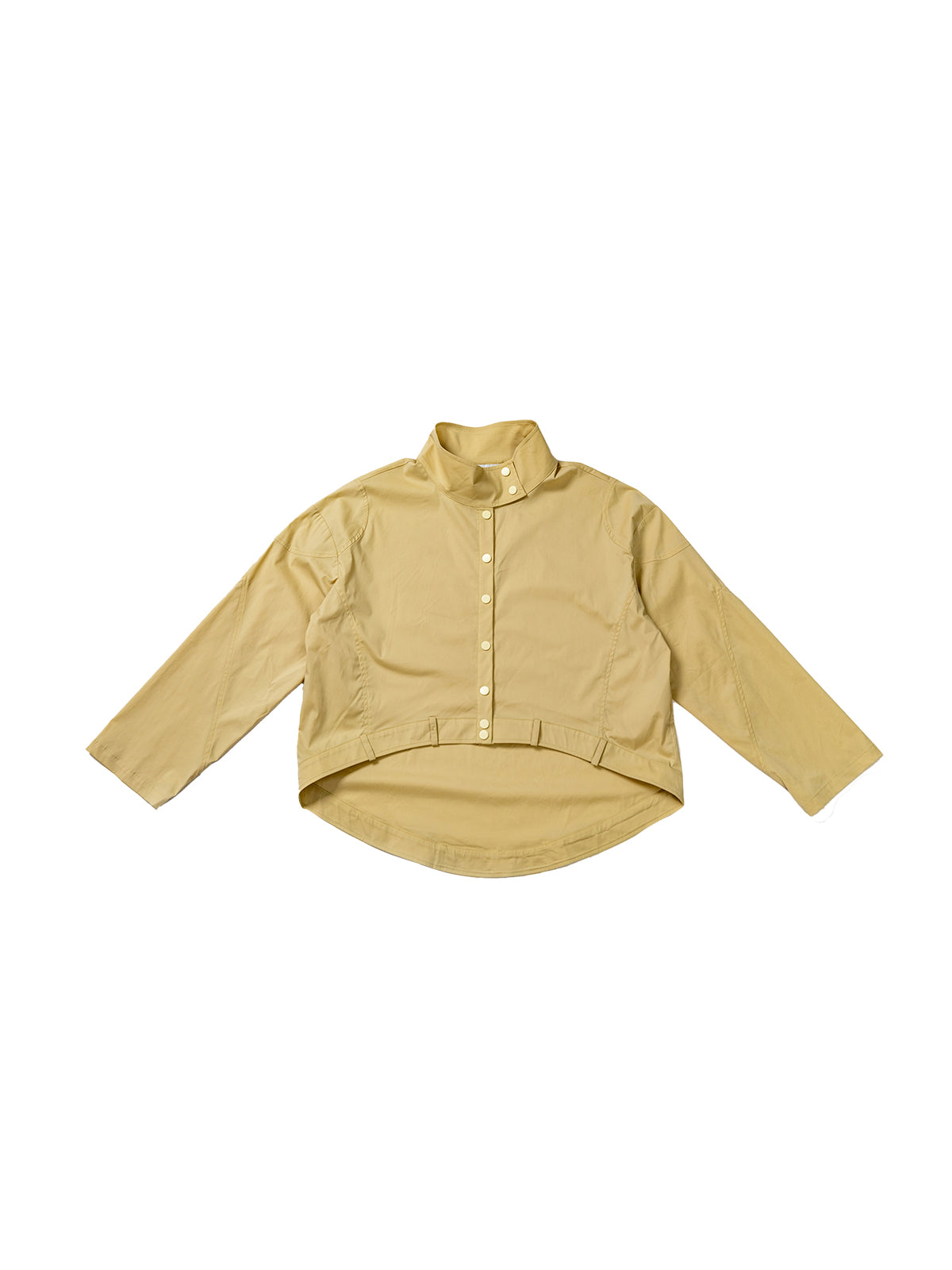 Front short back long standing collar shirt