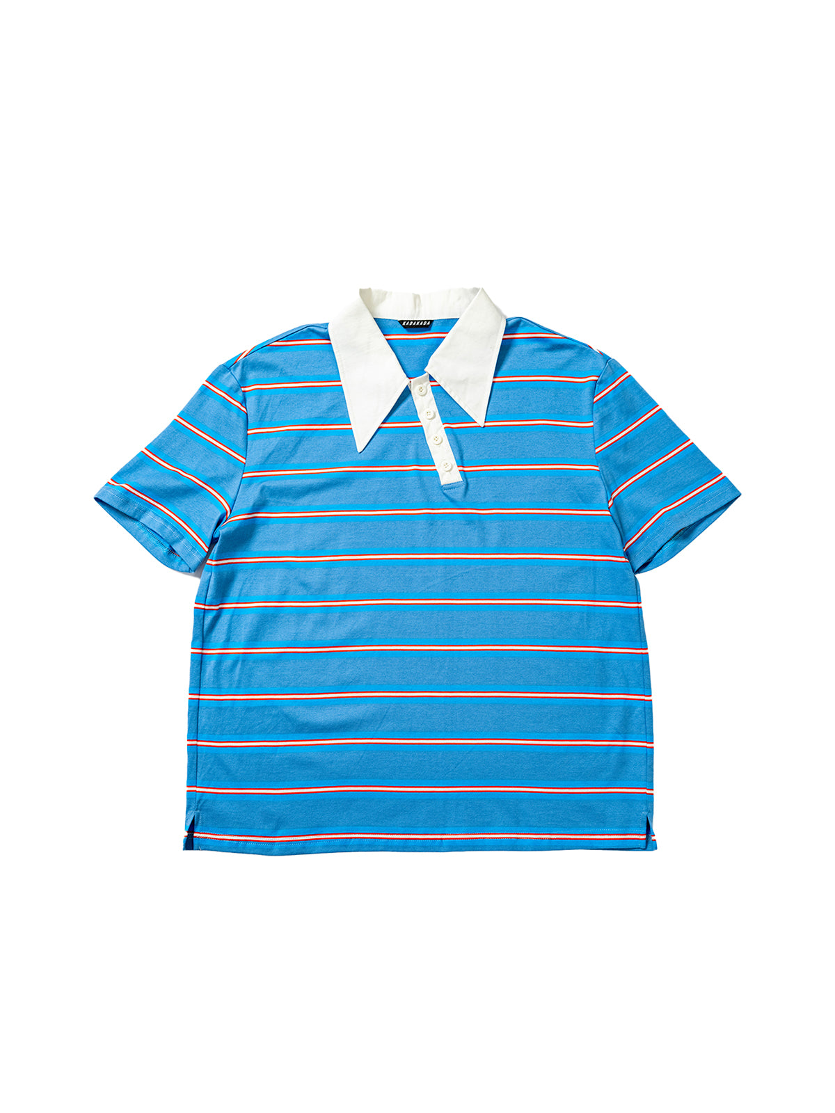 Striped askew collar polo shirt