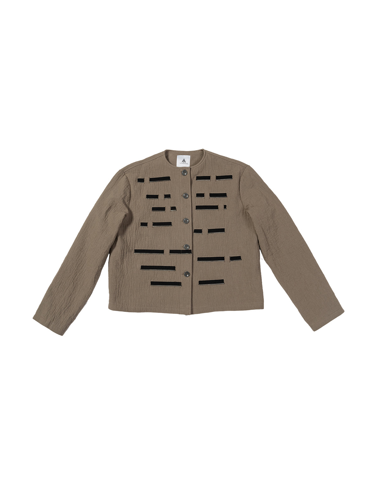 Zipper decoration retro round neck jacket