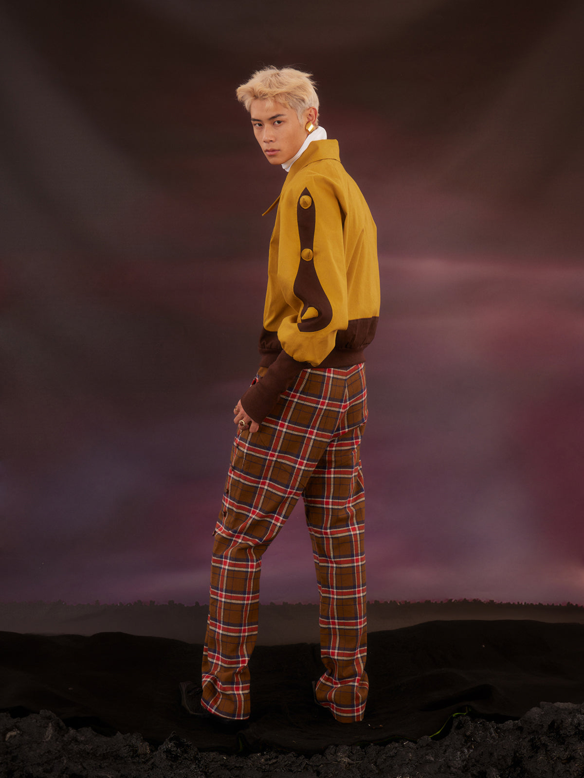 Yellow patchwork short jacket