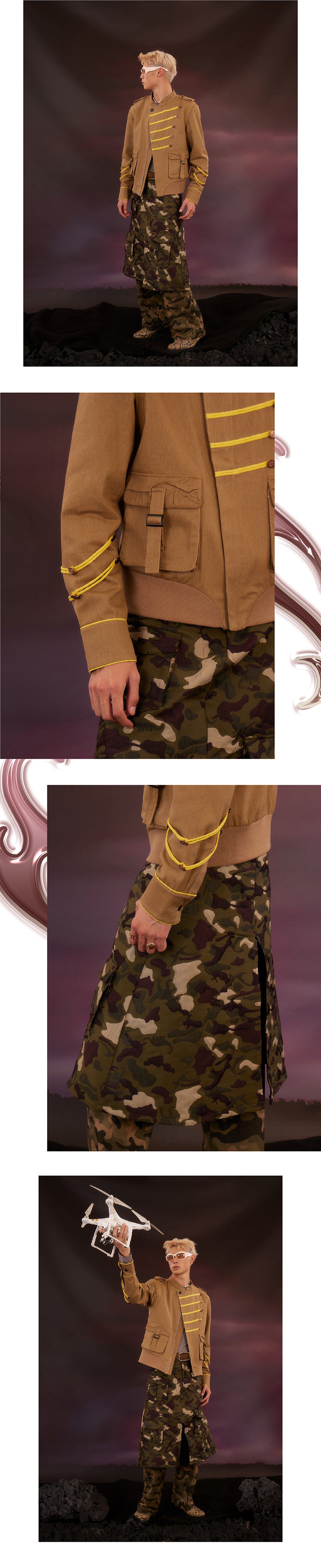 Khaki colored work clothes washed jacket