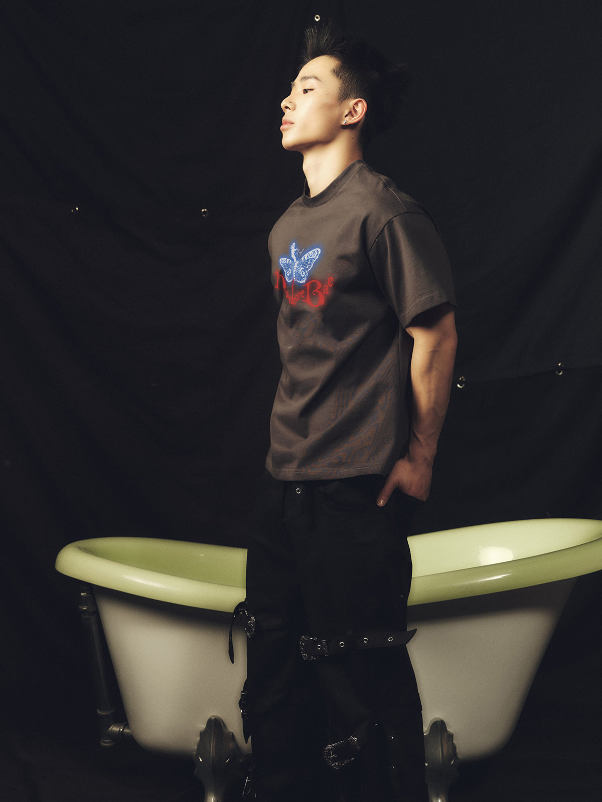 Red Butterfly Grey T-shirt