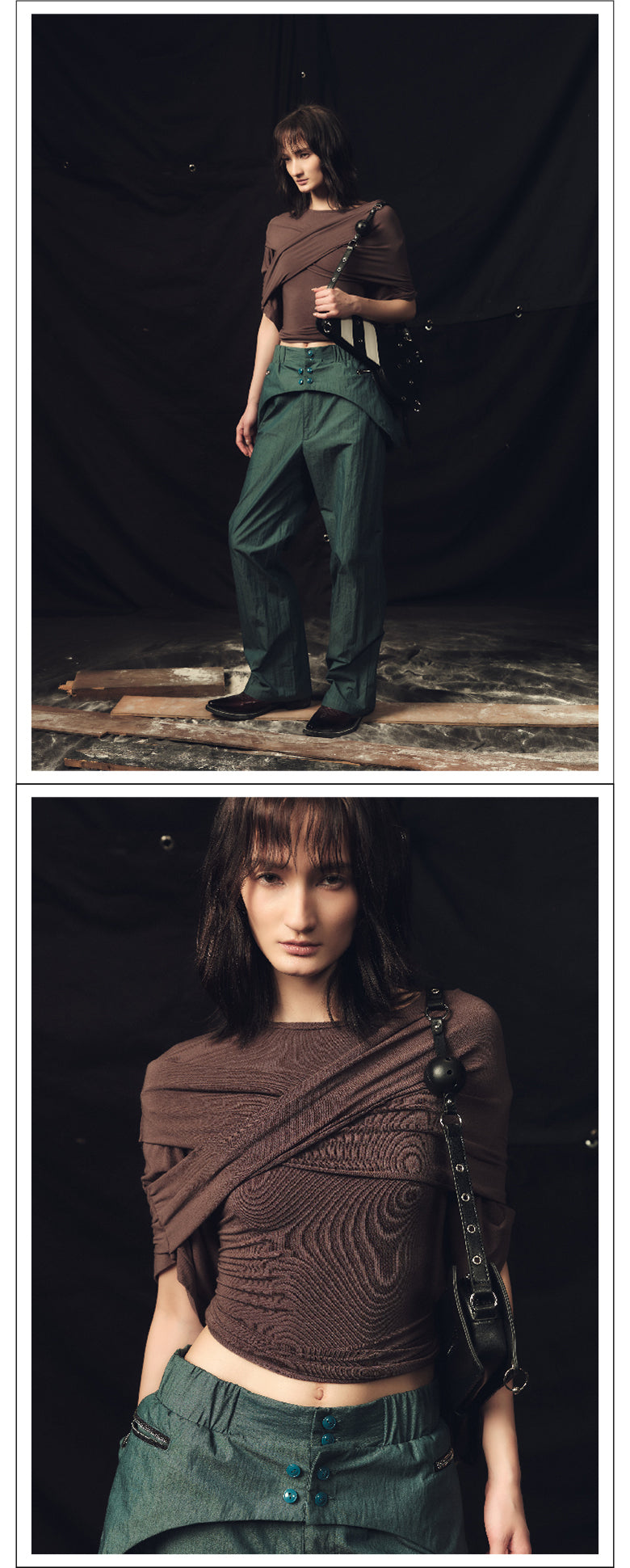 Leather backpack and underarm bag