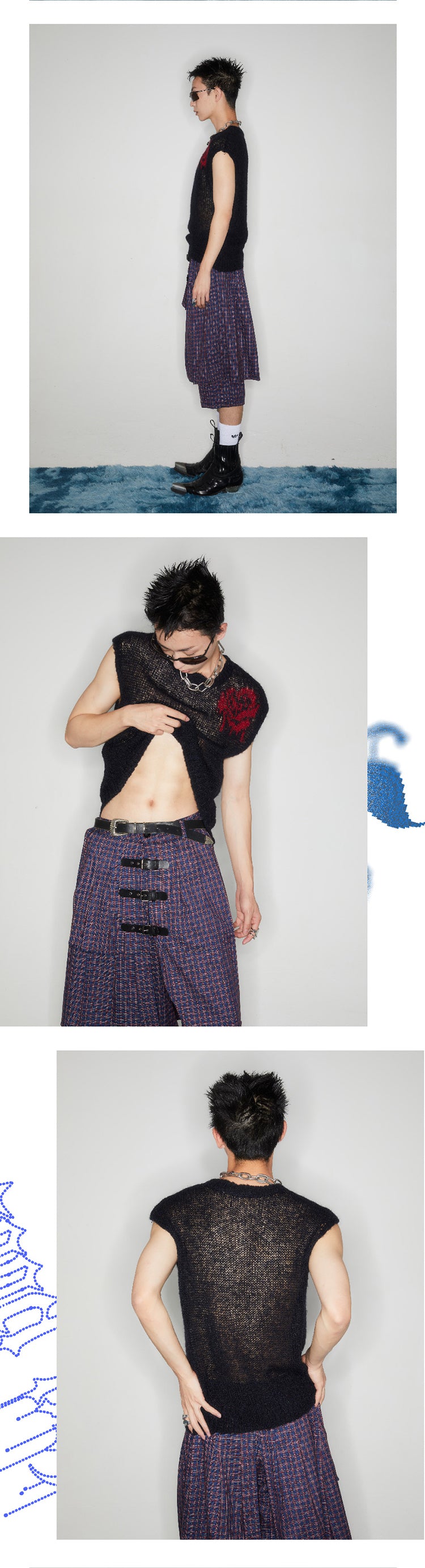 Rose Black Sleeveless Sweater