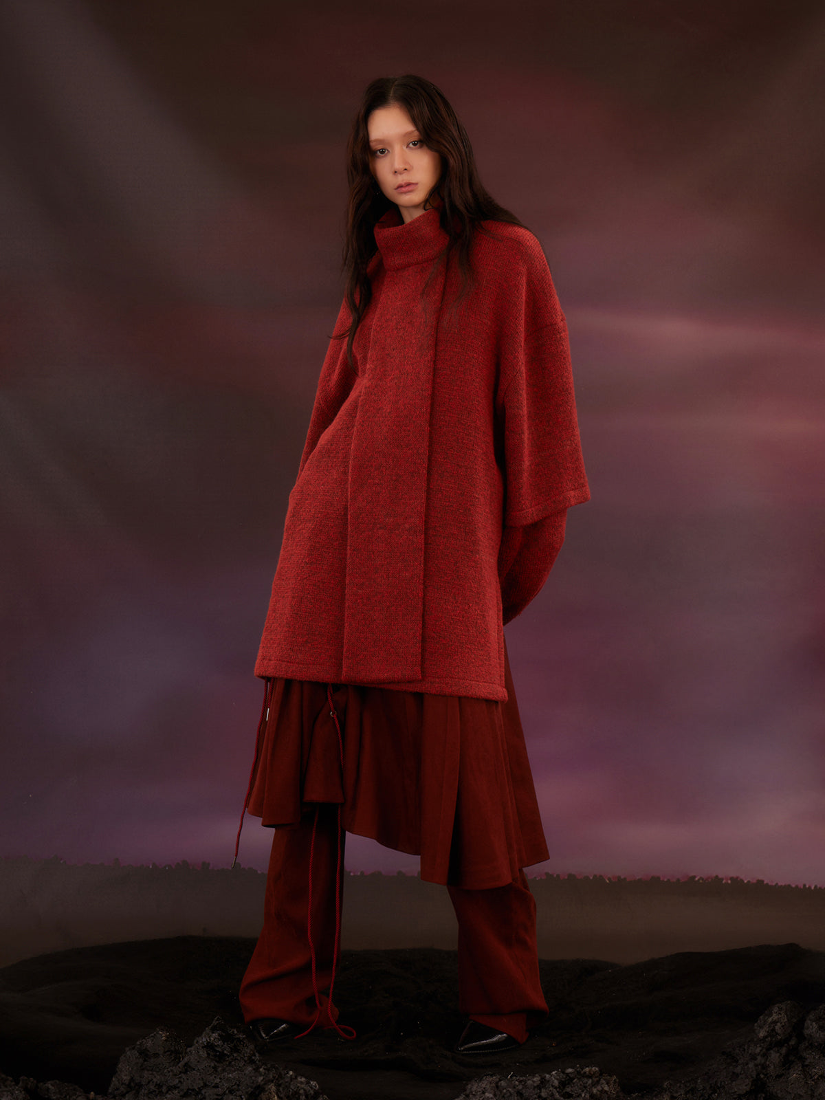 Double layer rope pleated skirt pants