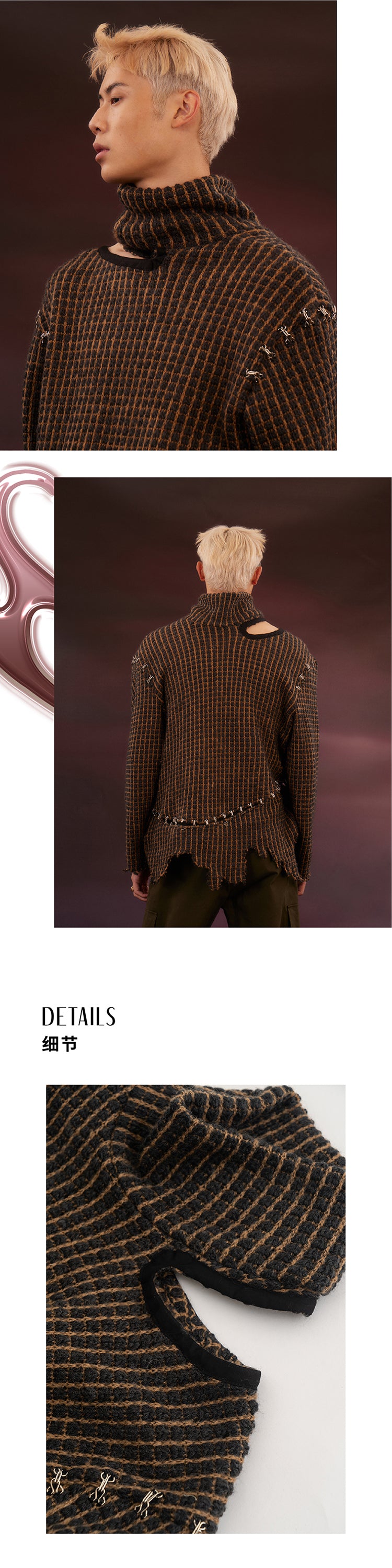 Split edge hook silhouette sweater