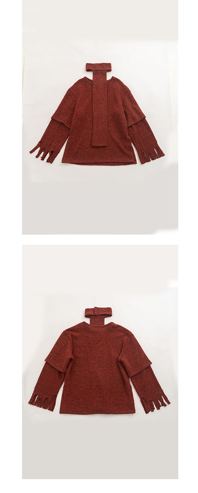 Scarf and tattered sweater