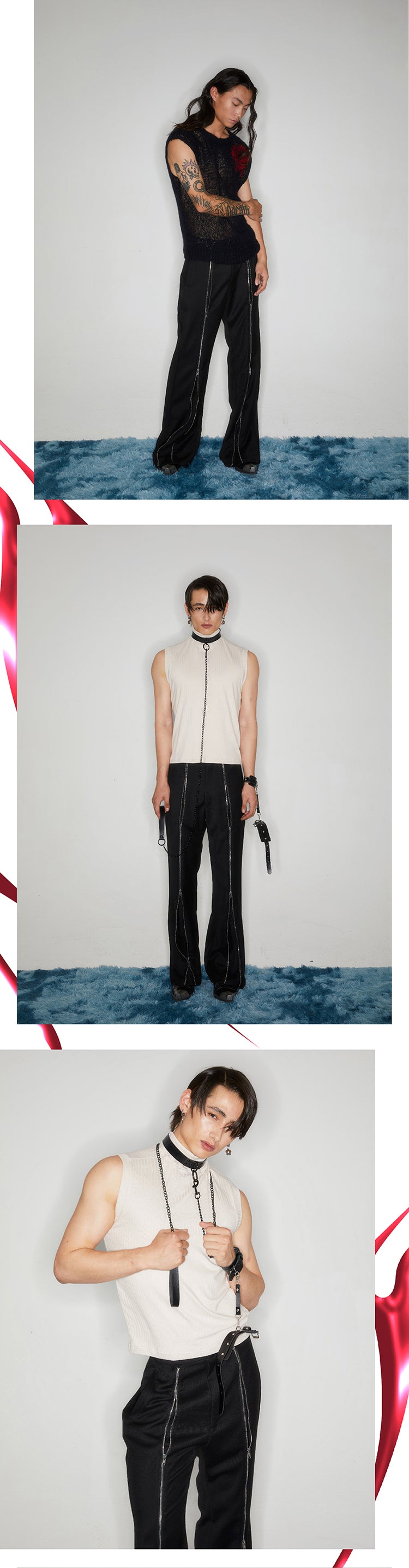 Black long zippered pants