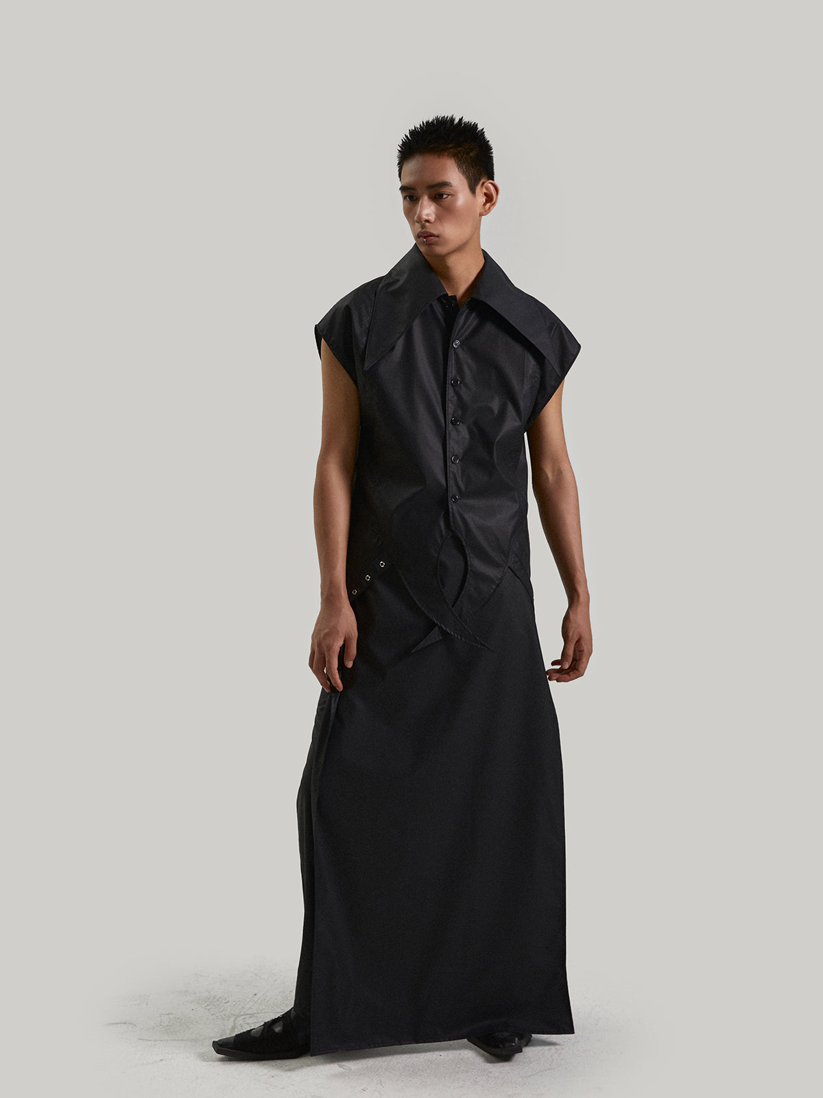 Black detachable apron pants