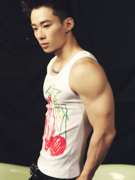 Cherry Graffiti Short Stroke Tank Top