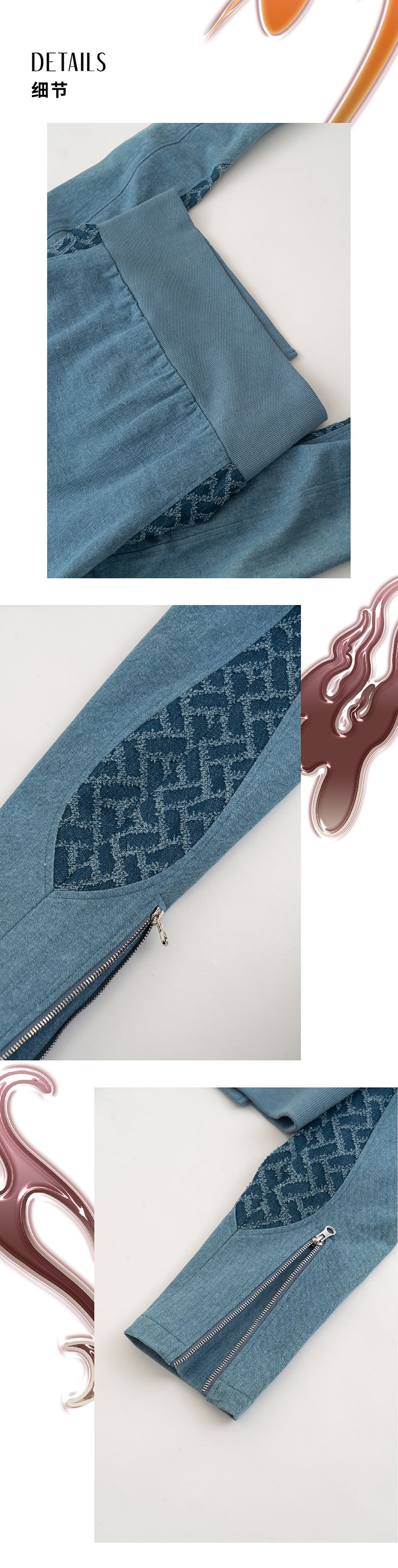 Denim sleeves detachable short jacket