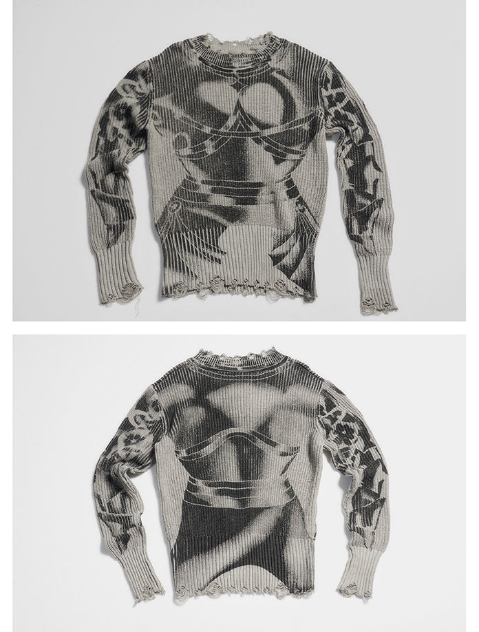 Armor printed pullover sweater