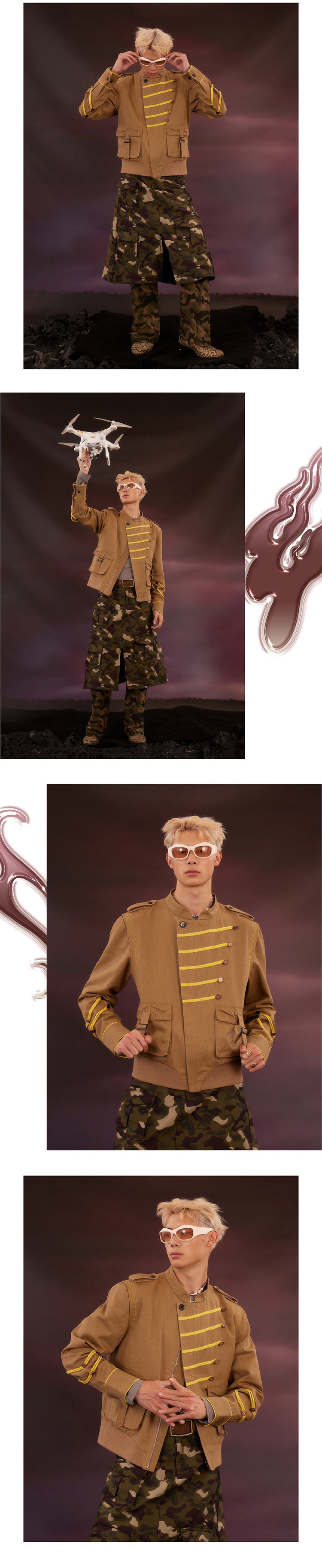 Khaki colored work clothes washed jacket