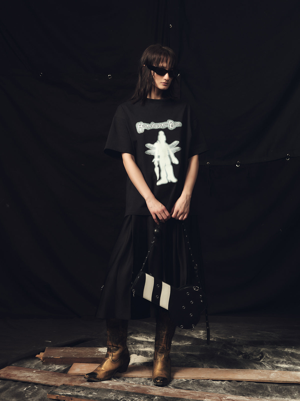 Leather backpack and underarm bag