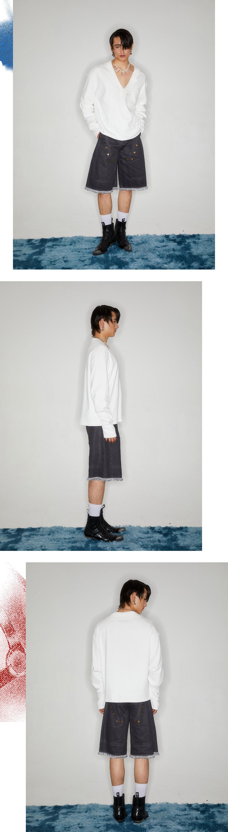 Workwear rivet rough edge shorts