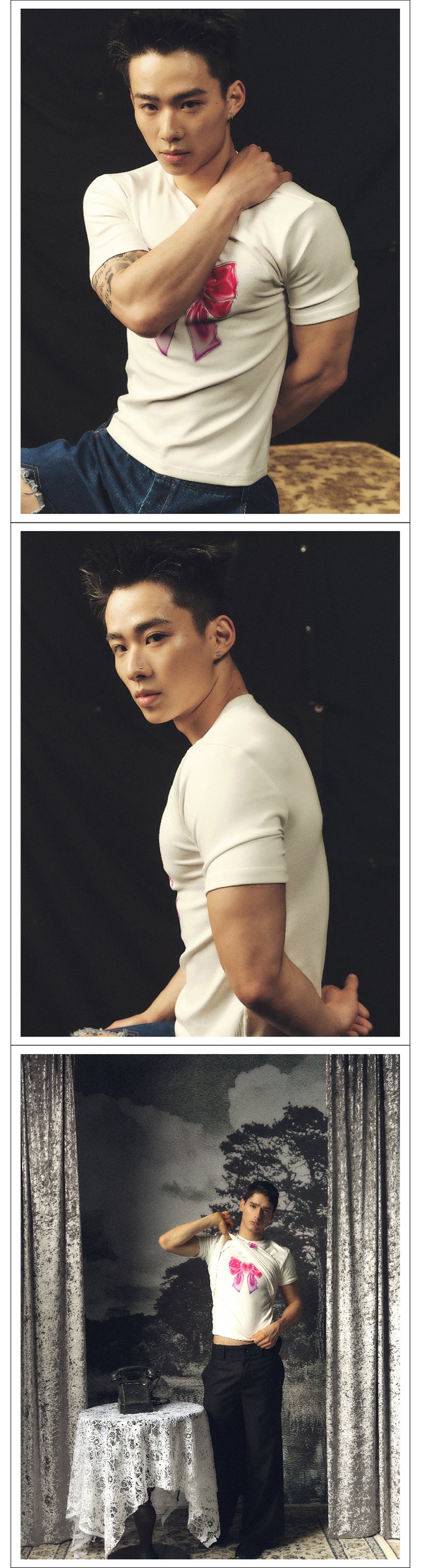 Y2k Vintage Bow Printed Tight T-shirt