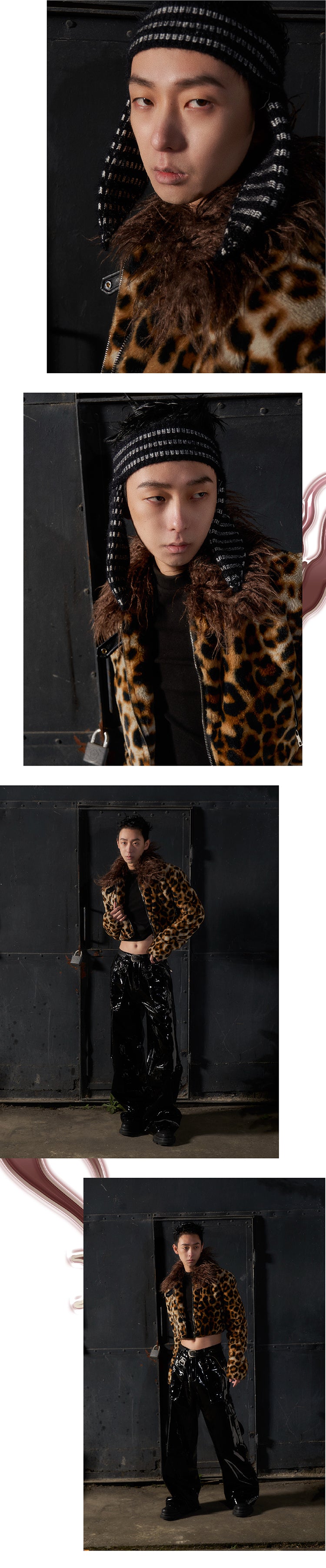 Leopard print fur short jacket