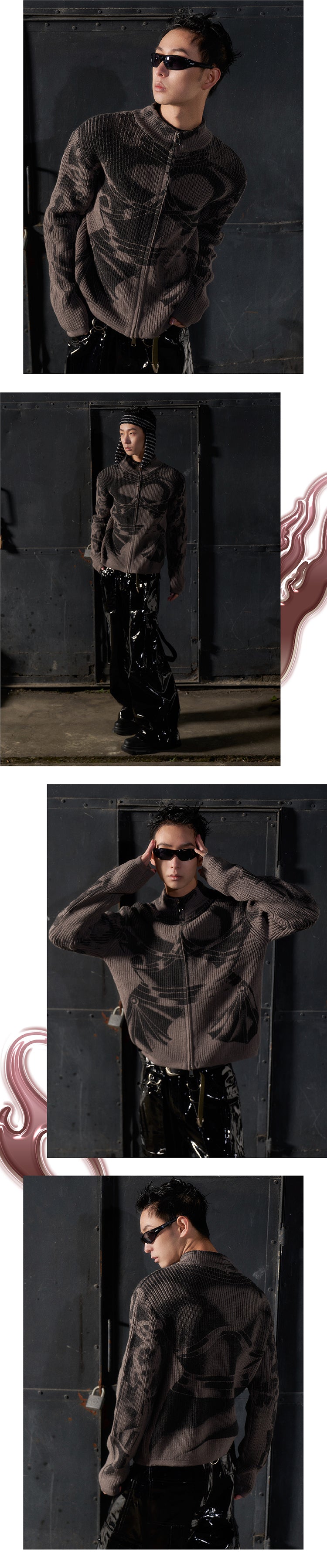 Armor printed sweater cardigan