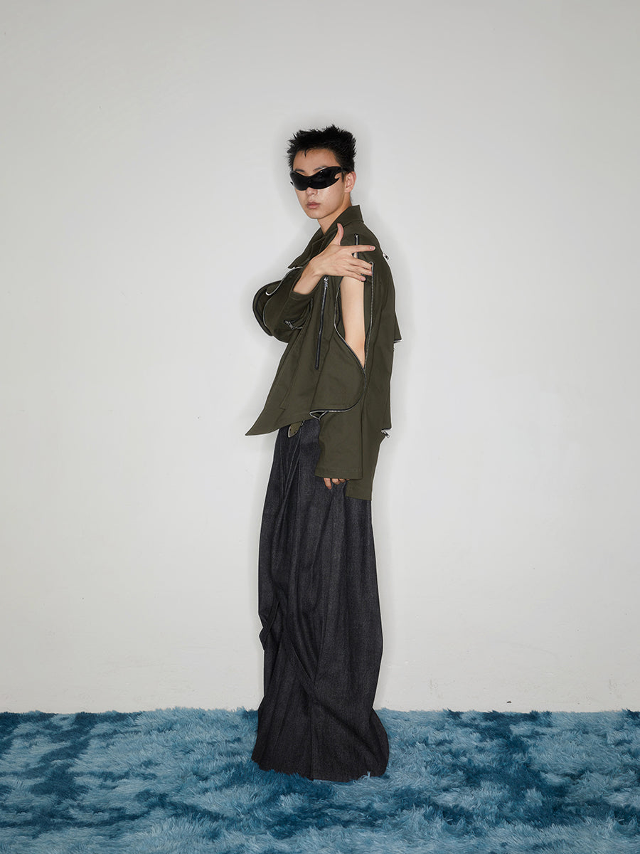 Asymmetric military jacket