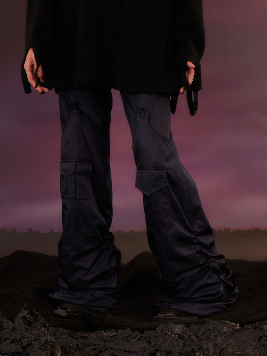 Blue outdoor pleated pants