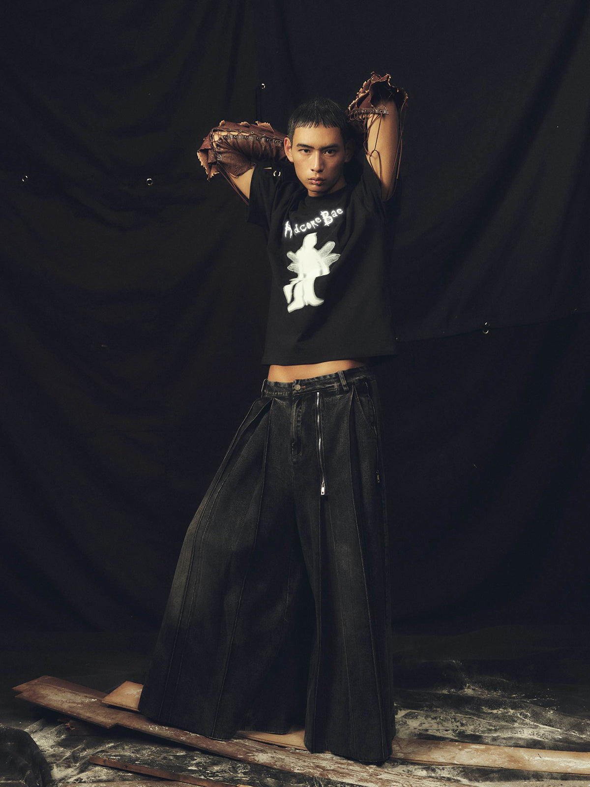 Asymmetric Elf Black T-shirt